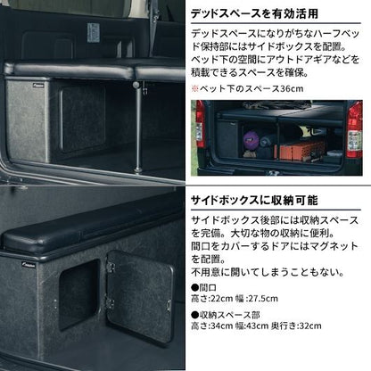 ファントムブラック ハーフベッド フロアセット 長さ138×幅75cm ハイエース バン SUPER GL 3型後期～