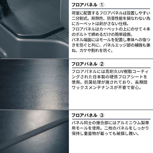 ファントムブラック ハーフベッド フロアセット 長さ138×幅75cm ハイエース バン SUPER GL 3型後期～