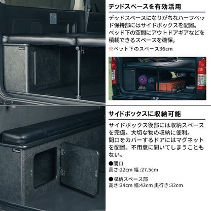 ファントムブラック ハーフベッドセット 長さ138×幅75cm ハイエース バン SUPER GL 3型後期～