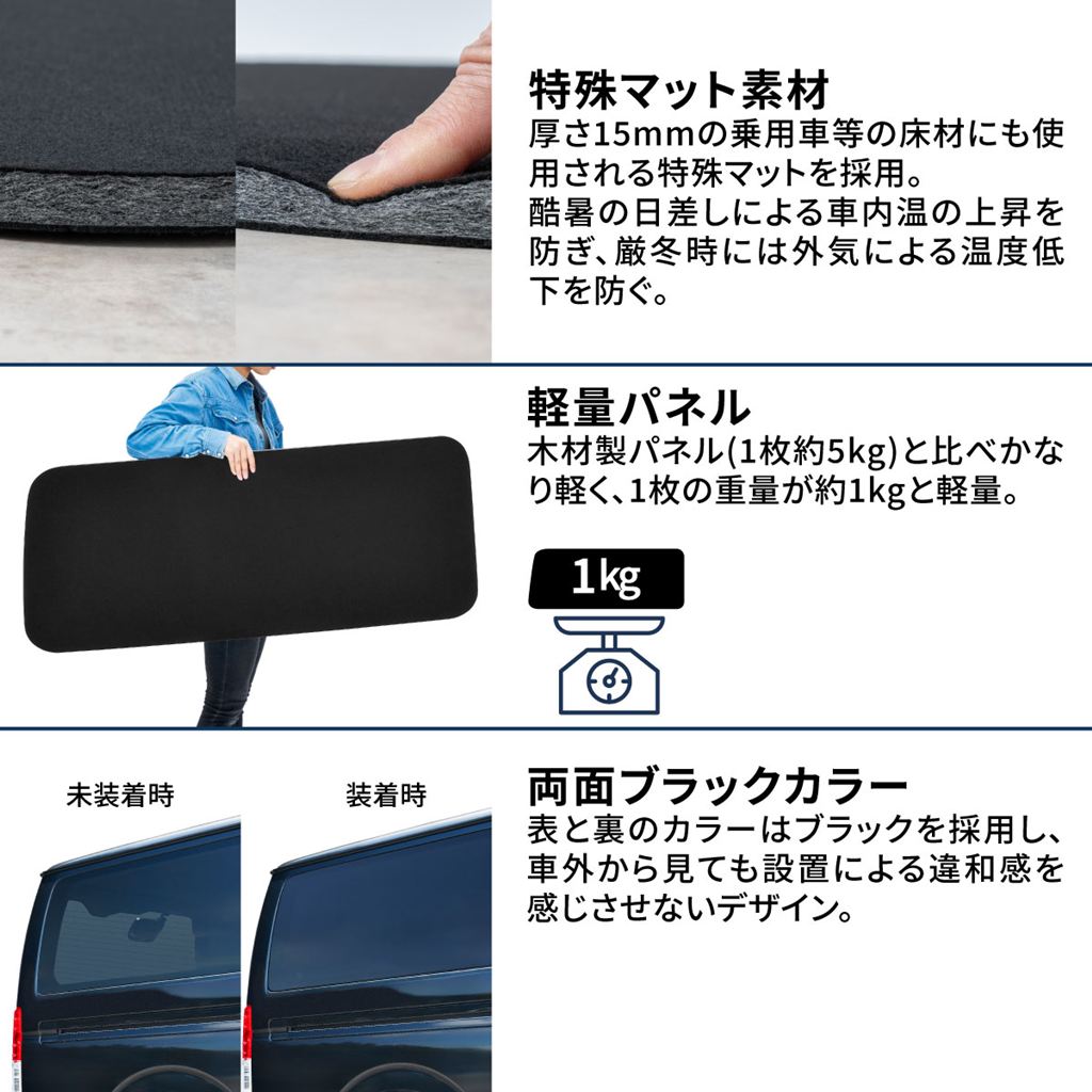 ブラックシェード ハイエース 1230×500mm 左右セット