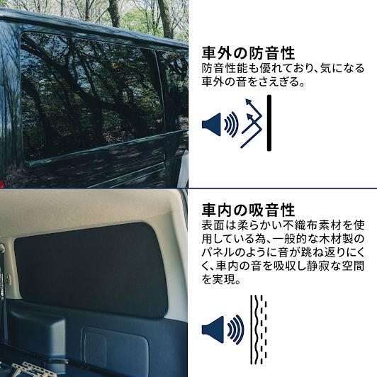 ブラックシェード 510×1240mm 左右セット ハイエース バン DX