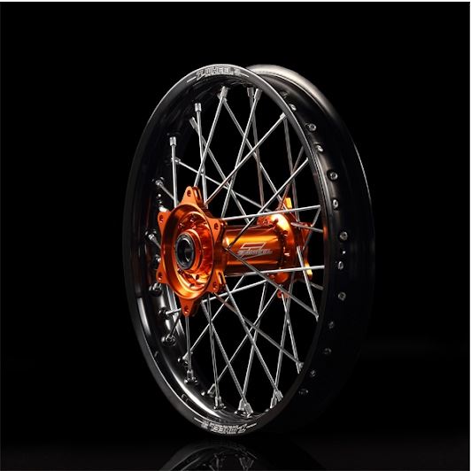 AR1ホイールキット リヤ 19インチ ステンレススポーク オレンジハブ/ブラックリム/シルバーニップル SX125～505SX-F125～505
