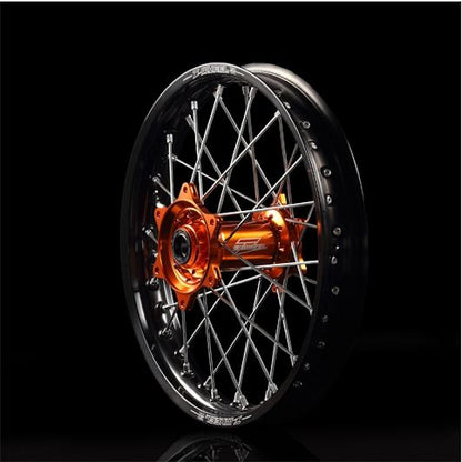 AR1ホイールキット リヤ 19インチ ステンレススポーク オレンジハブ/ブラックリム/シルバーニップル SX125～505SX-F125～505