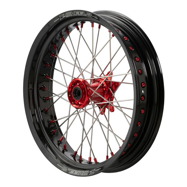 AR1モタードホイールキット フロント 17×3.50 レッドハブ/ブラックリム/レッドニップル CR125R/CR250R