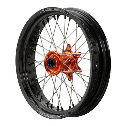 AR1 Motard Wheel Kit Front 17x3.50 Orange Hub/Black Rim/Black Nipple SX/SX-F