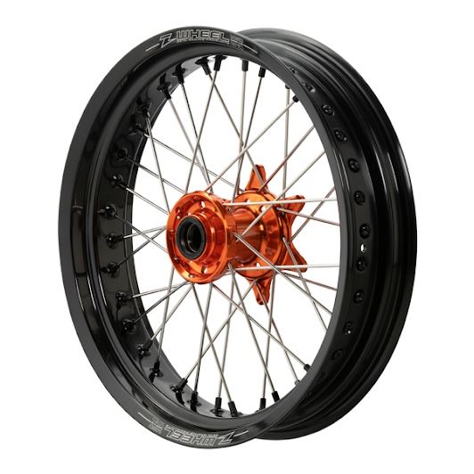 AR1 Motard Wheel Kit Front 17x3.50 Orange Hub/Black Rim/Black Nipple SX/SX-F