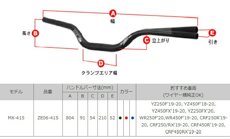 SX3バー ブルー YZ250F YZ450F