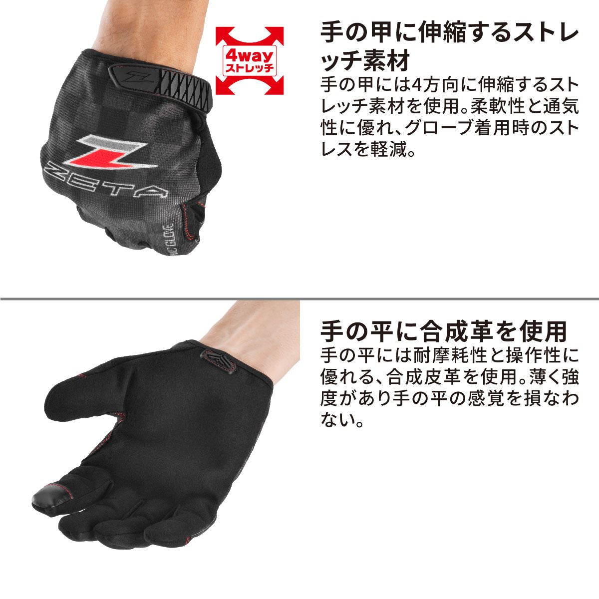 メカニックグローブ チェッカー ブラック/グレー S