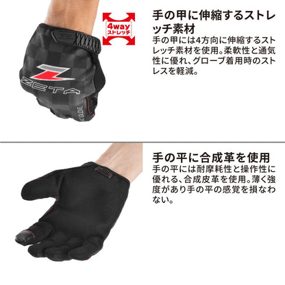 メカニックグローブ チェッカー ブラック/グレー S