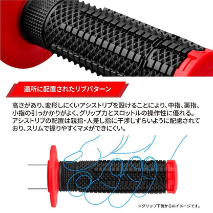 ZETA エッジグリップ レッド/ブラック 径22.2mm オープンエンド