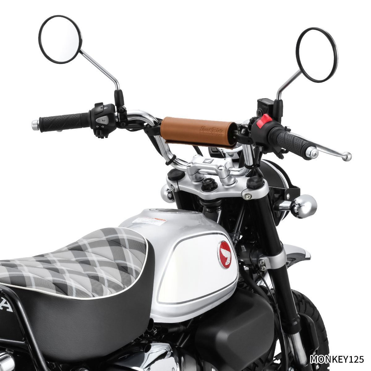 スクランブラーバーパッド& ハンドルブレース セット ブラウン バーパッド165mm ブレース長185mm 256g MONKEY125