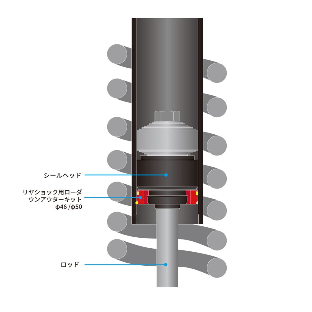 Rear shock lowdown outer kit φ46 H-Blue Lowdown (-40mm)