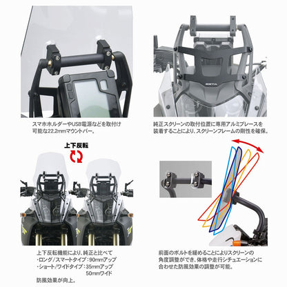 ZETA アドベンチャー ウィンドシールド ライトスモーク 334×295×3mm テネレ700