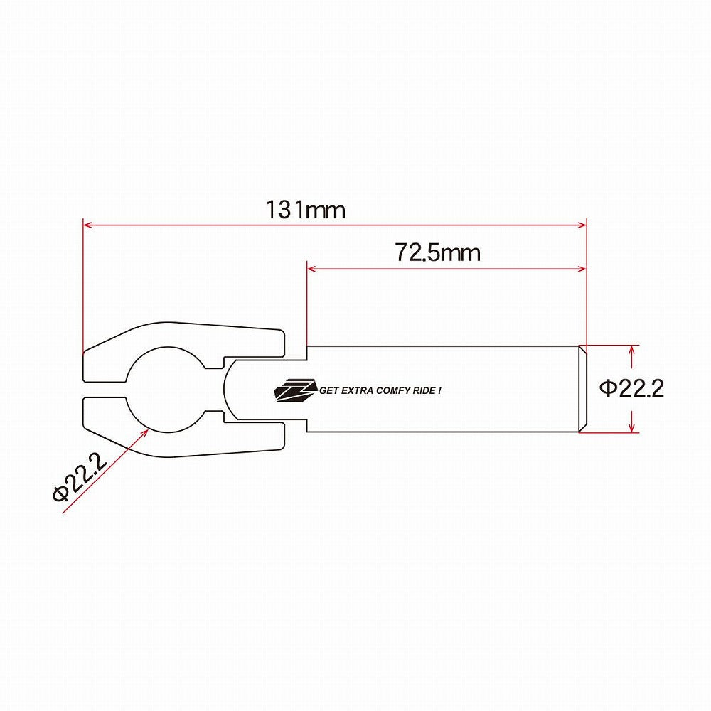 ZETA アドベンチャーウィンドシールドオプション エクステンションマウントバー ブラック φ22.2mm