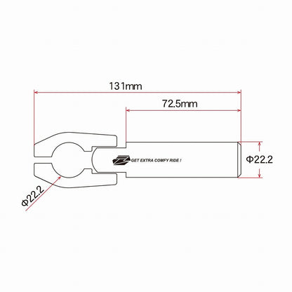 ZETA アドベンチャーウィンドシールドオプション エクステンションマウントバー ブラック φ22.2mm