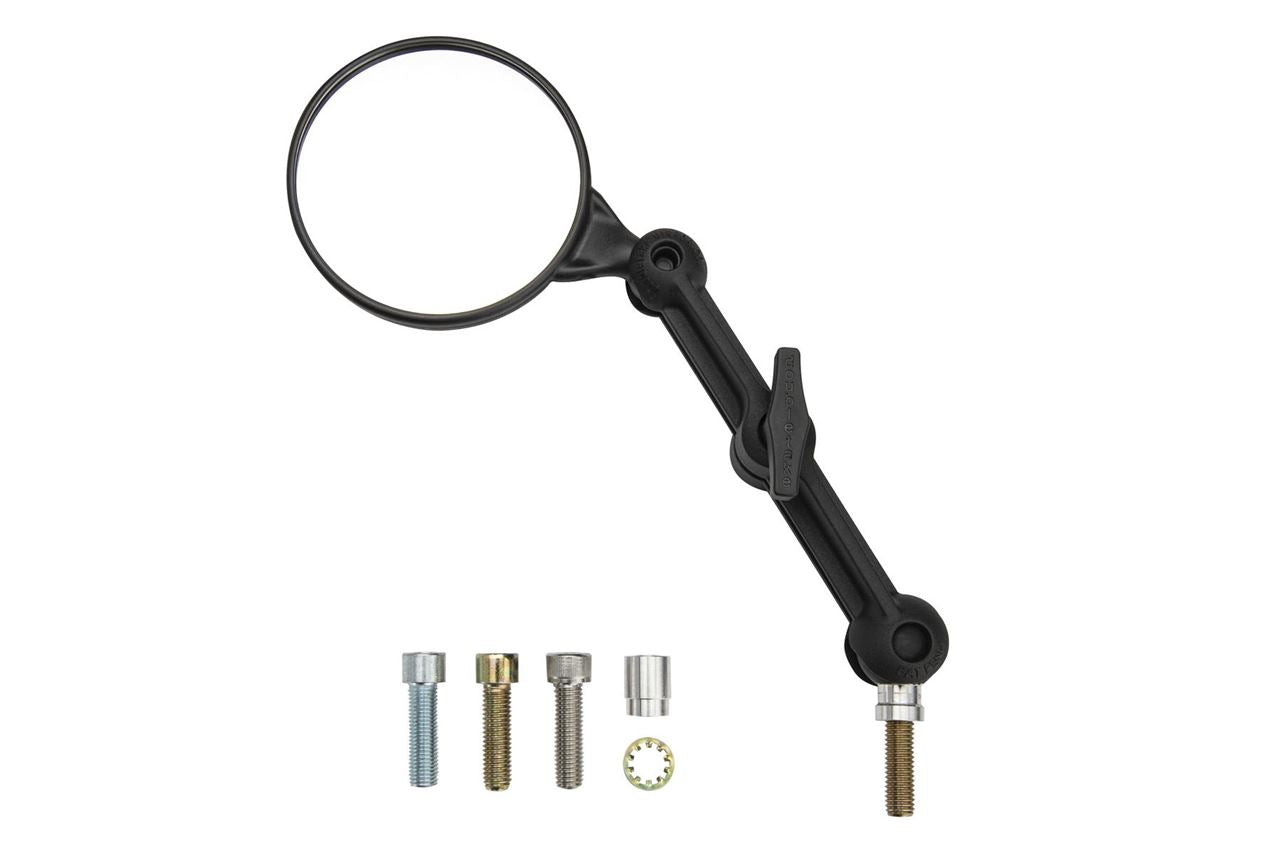 Dual Sport Mirror Kit, 6.0-inch arm, universal for left and right, includes various mirror hole bolts, single unit (1 piece)