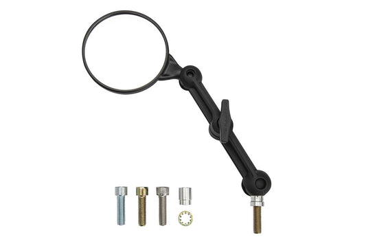 Dual Sport Mirror Kit, 6.0-inch arm, universal for left and right, includes various mirror hole bolts, single unit (1 piece)