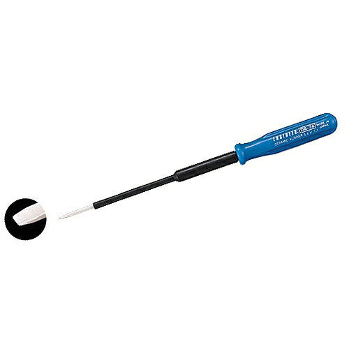 セラミック調整ドライバー サイズ：全長149mm 材質：ジルコニア系ファインセラミックビット 先端サイズ：-0.4X1.3mm 対辺：2.0mm ビット長：20mm