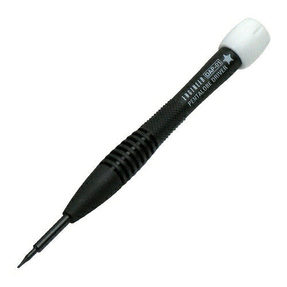 精密特殊ドライバー サイズ：全長113mm 材質：硬鋼線材(先端部)､PP(グリップ) 先端サイズ：0.9mm 軸長：23mm 軸径：3.0mm グリップ径：φ10mm