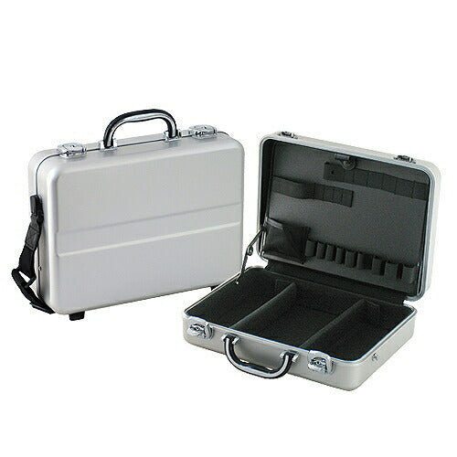 アルミアッタシュケース 本体外寸(内寸)：368(347)X268(247)X110(99)mm 重量：2.5kg ツールパネルサイズ：330×230