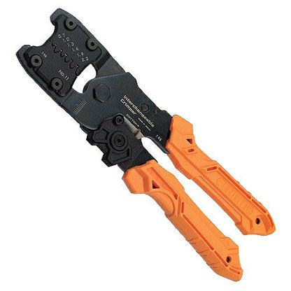 精密圧着ヘﾟンチ ダイス交換式 サイズ：205mm 材質：特殊合金鋼(本体･ダイス)､ABS(ストッパー)