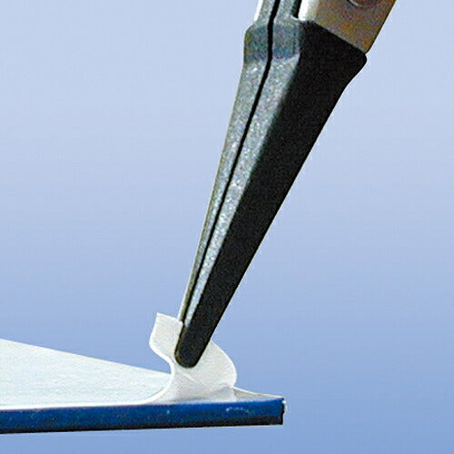 ESDピンセット 先細丸型 ピンセット サイズ：125X10mm 材質：非磁性ステンレス(本体部)､PPSプラスチック(チップ部) 先端サイズ：R0.9mm つまみ荷重：100g 表面抵抗値：1X105～107Ω チップ耐熱温度：270℃