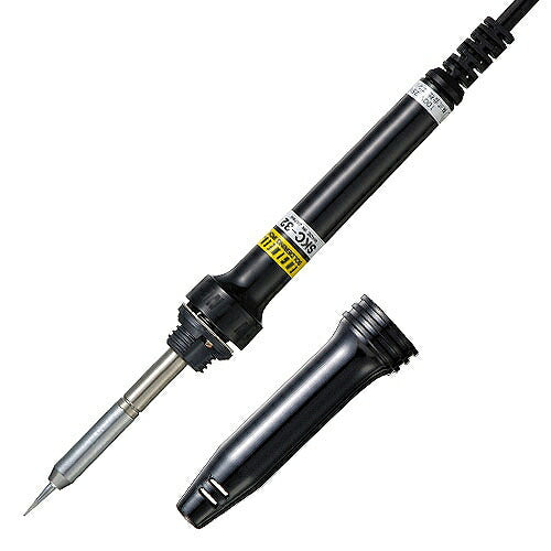 セラミック半田コテ 耐熱キャップ サイズ：全長202mm 材質：ガラス繊維強化プラスチック 最高温度：390℃ 消費電力：26W 定格電圧：100V 絶縁抵抗：100MΩ 標準コテ先：ST-14