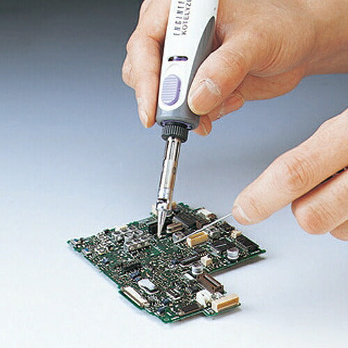 コテライザー サイズ：200X29X29mm 材質：ABS樹脂 方式：ガス触媒発熱方式(ライター着火式) 熱出力：最大約500℃(半田コテ)､最大約650℃(ホットブロー)､最大約1300℃(トーチ) ガス充填量：12ml