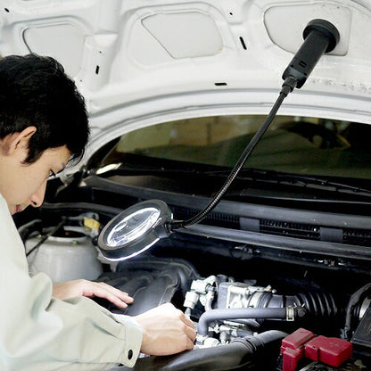 LEDライトルーヘﾟ ルーヘﾟ 重量：593g レンズ径：φ95mm(2倍)､φ25mm(4倍) レンズ仕様：ガラスレンズ フレキシブルアーム：310mm