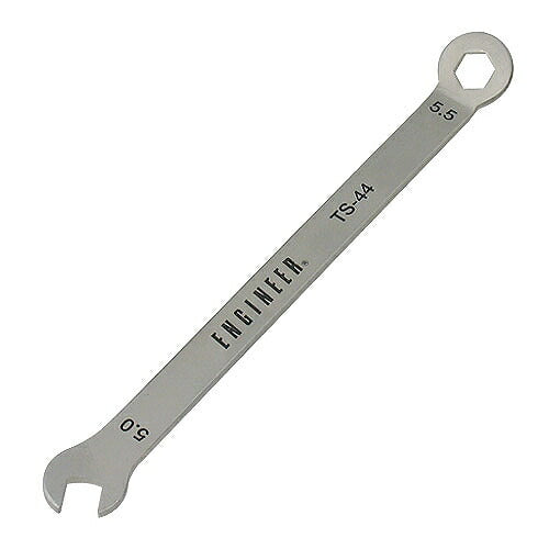 コンビ型スパナ サイズ：全長106mm 材質：ステンレス 片目サイズ：5.5mm 片口サイズ：5.0mm 厚み：1.5mm ヘッド曲り角度：30°