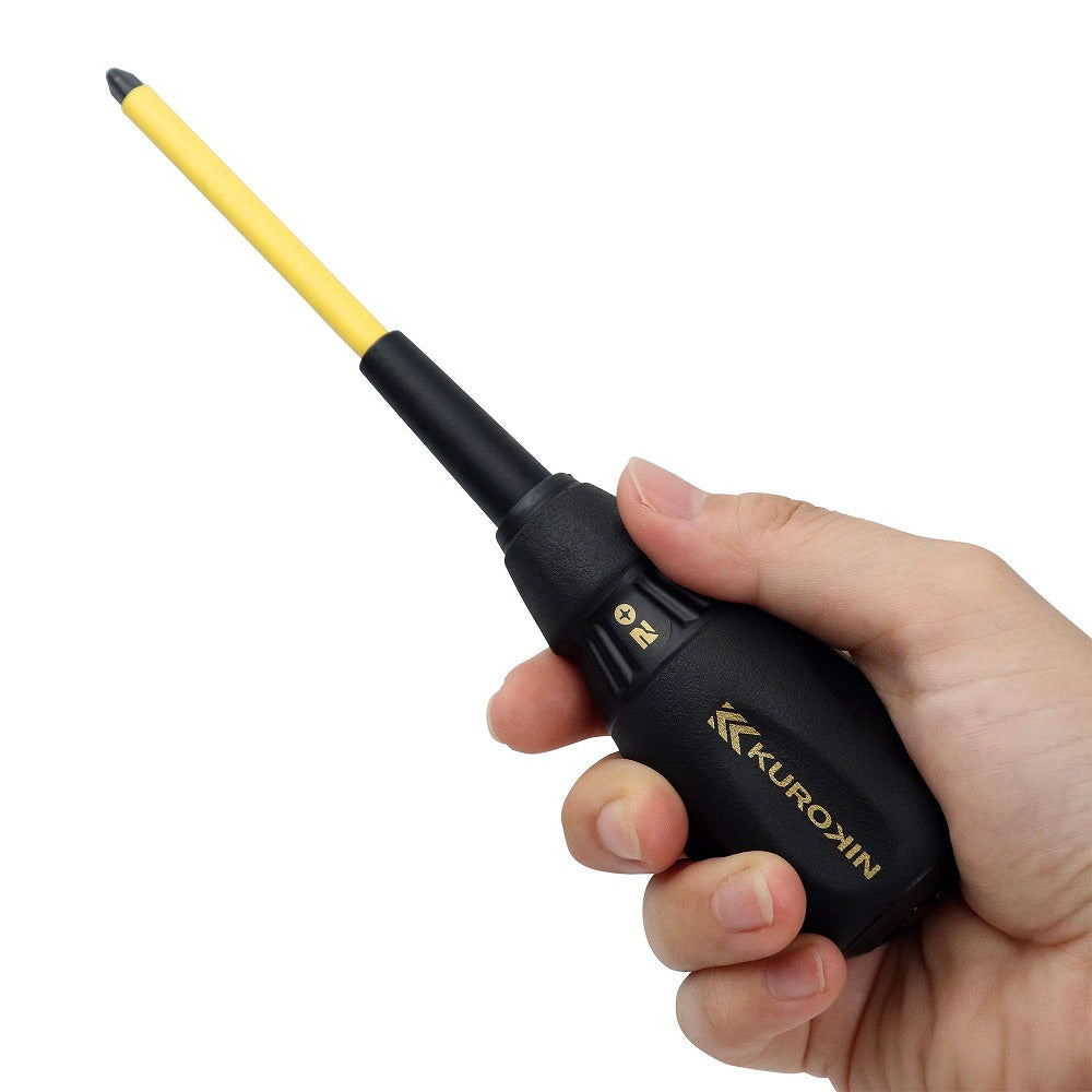 電工ドライバー 黒金 +2×100 186mm