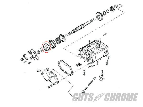 V-TWIN 4-speed transmission mainshaft ball bearing
