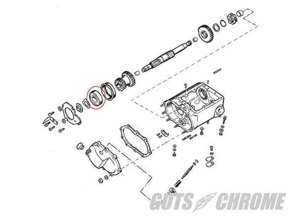 V-TWIN 4-speed transmission mainshaft ball bearing
