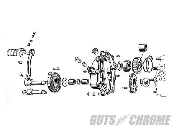 V-TWIN 4速キックシャフトナット OEM7911