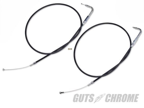 V-TWIN 42.25インチ(107.3cm) スロットル、アイドルケーブルセット ブラック90° 96年以降