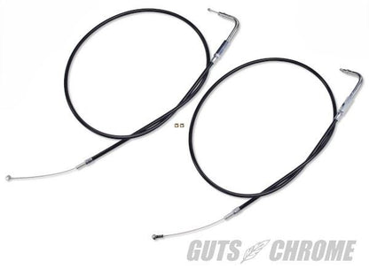 V-TWIN 42.25インチ(107.3cm) スロットル、アイドルケーブルセット ブラック90° 96年以降