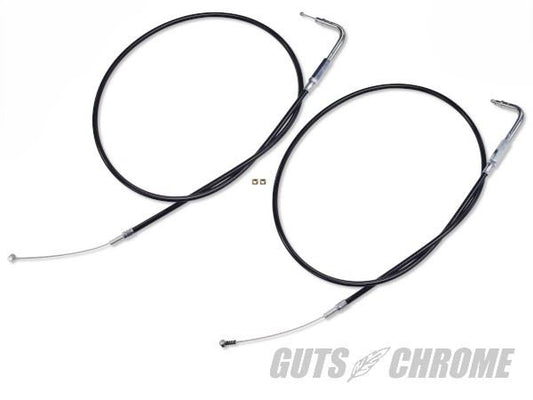 V-TWIN 42.25インチ(107.3cm) スロットル、アイドルケーブルセット ブラック90° 96年以降