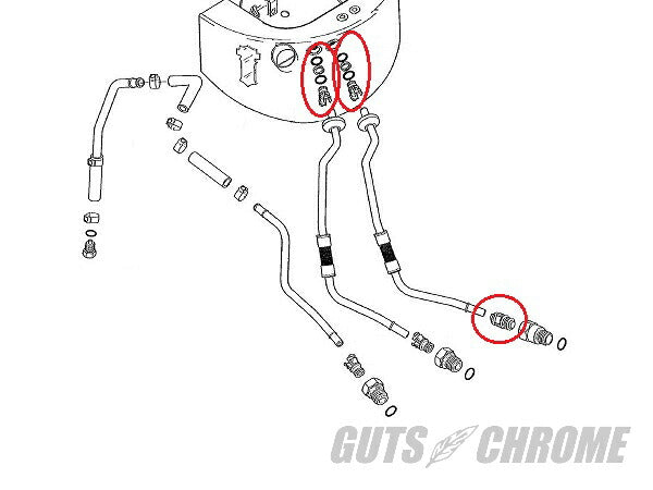 V-TWIN オイルラインリテーナー オイルタンク側 2個セット ソフテイル