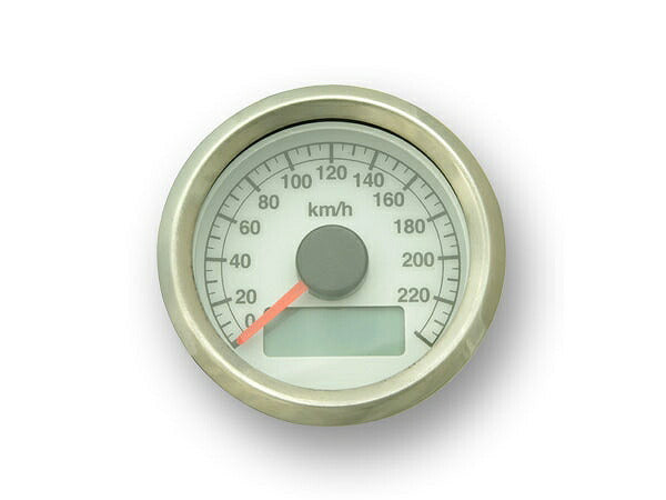 Mechanical Adjustable Speedometer, White Face, Stainless Steel Body