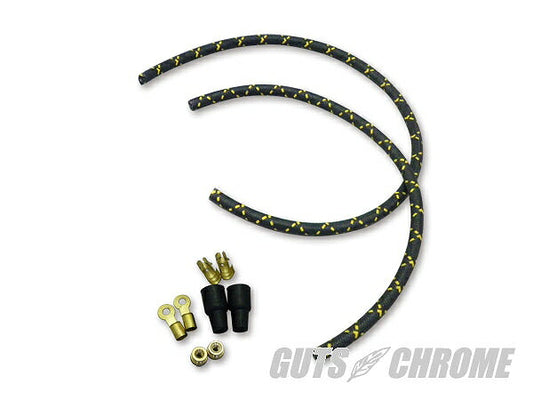 Vintage-Style Spark Plug Wire Set, Black x Yellow, with Instructions