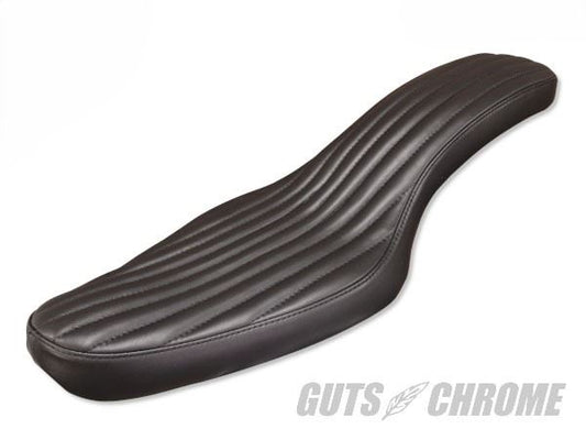 Hard Ride Leather Vertical Tuck Roll Cobra Seat Black 82-03 XL