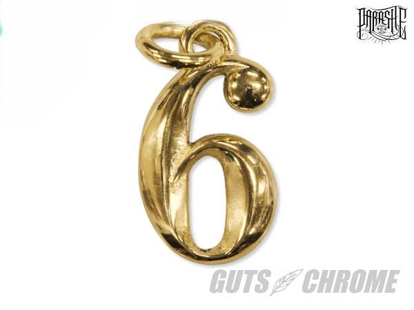 ナンバーチャーム ハイポリッシュブラス H35mm×W21mm 【 6 】