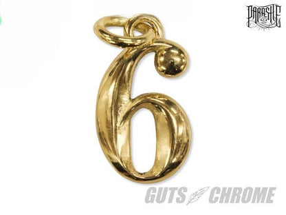 ナンバーチャーム ハイポリッシュブラス H35mm×W21mm 【 6 】