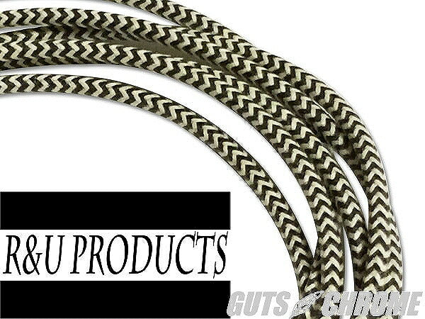 Herringbone Cloth Covered Wire Black x White◇1m Cut
