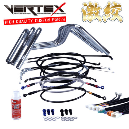 XV250 Virago 88-92 3DM Extremely Narrow Ape Hanger Handlebar Set Black Wire