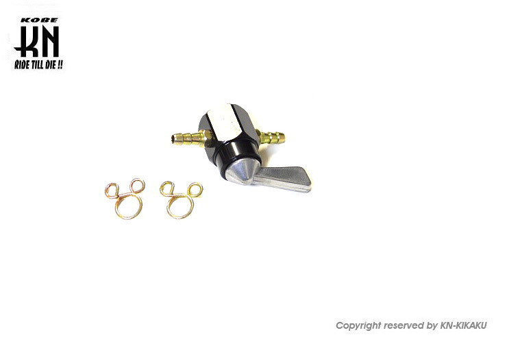 燃料コック ON-OFF 手動レバー式 ブラック ホースジョイント径5mm 汎用