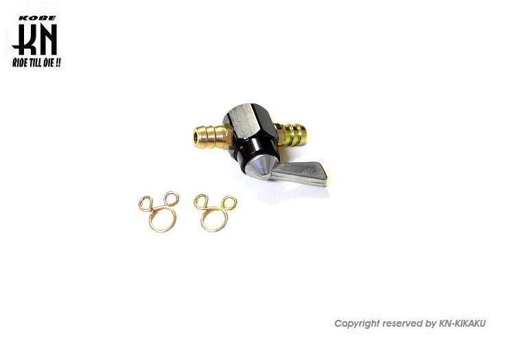 燃料コック ON-OFF 手動レバー式 ブラック ホースジョイント径8mm 汎用