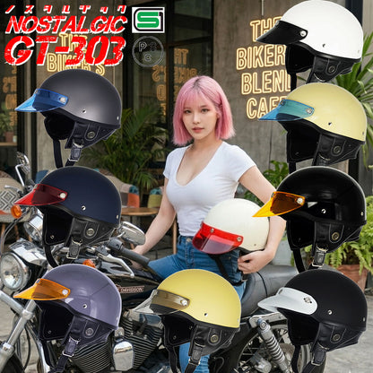 GT303 Poly-Helmet Police Helmet Nostalgic GT-303 with Short Visor