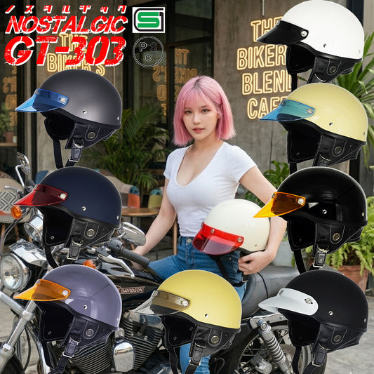 GT303 ポリヘル ポリスヘルメット ノスタルジック GT-303 ショートバイザー付き