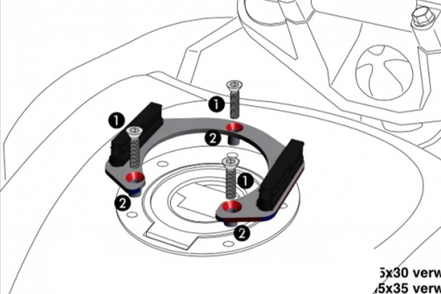 Lockit Tank Ring Fitting 5-Hole Black Ducati/Yamaha